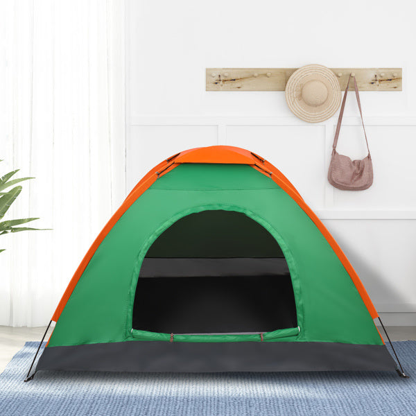 2-Person Waterproof Camping Dome Tent for Outdoor Hiking Survival Orange & Green Doba